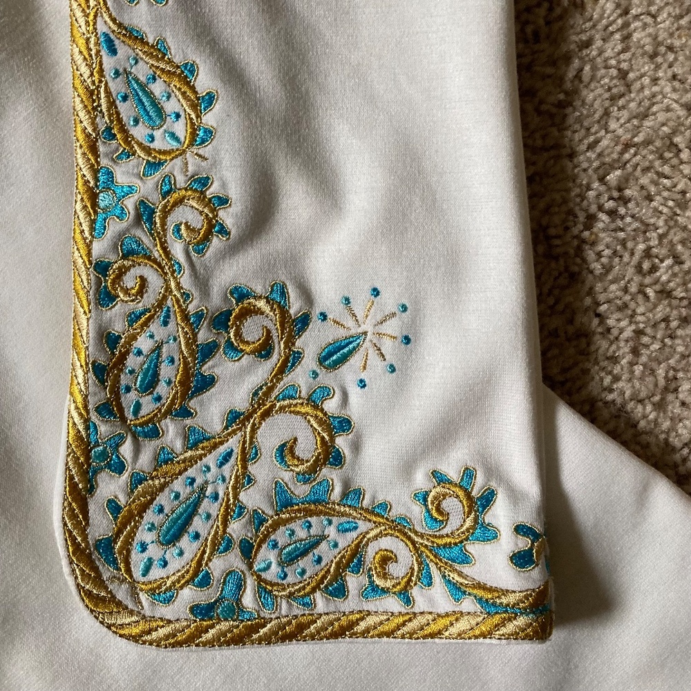 Glamorous Bob Mackie Tunic l Cream / Off White l Turquoise l Gold l Wearable Art - Picture 2 of 13